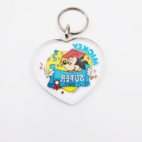 Vintage Disney Graduation Mickey Mouse Heart Keychain - Picture 4 of 5